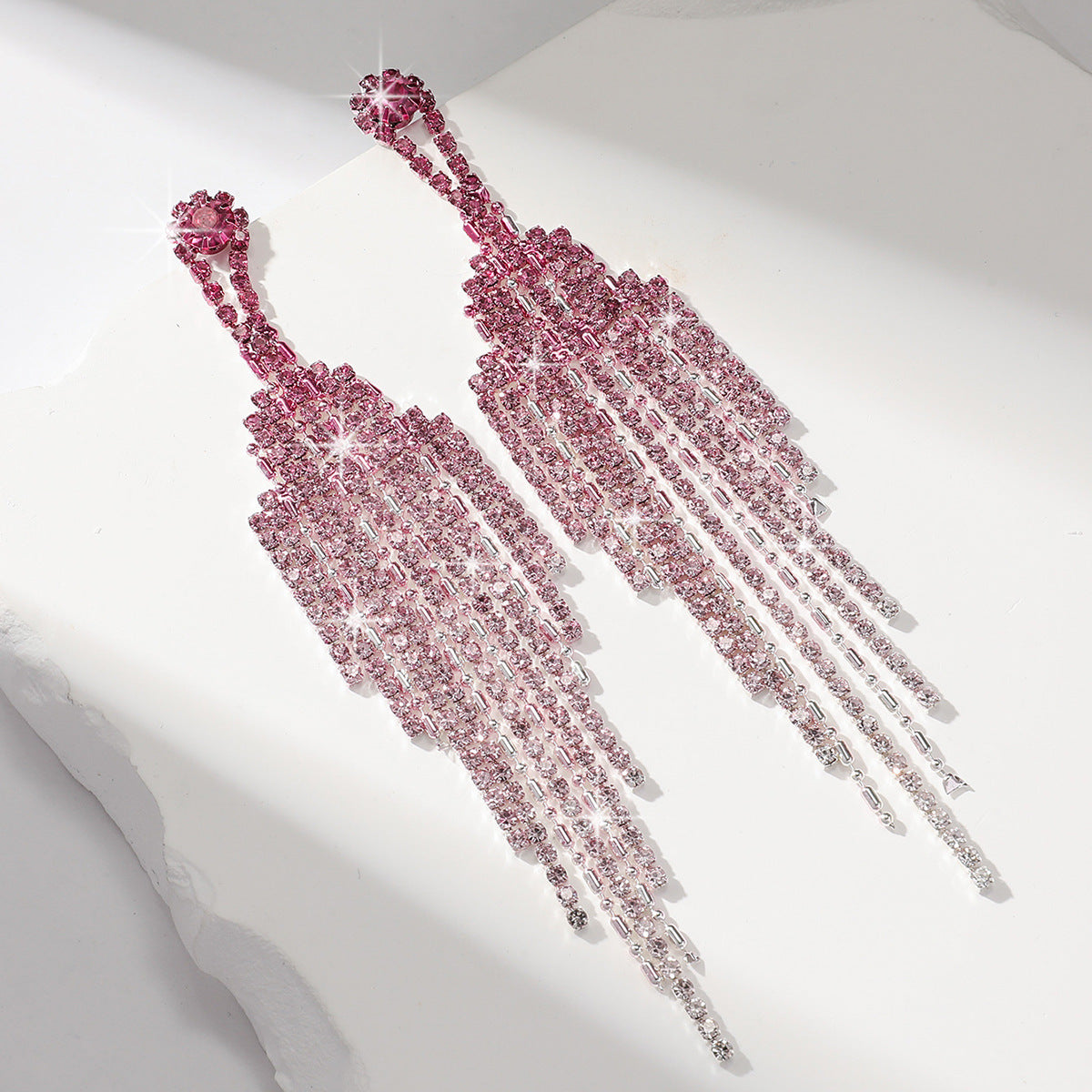 Elegant Rhinestone Tassel Earrings – Sparkling Statement Dangles for Women | Save 10% Today