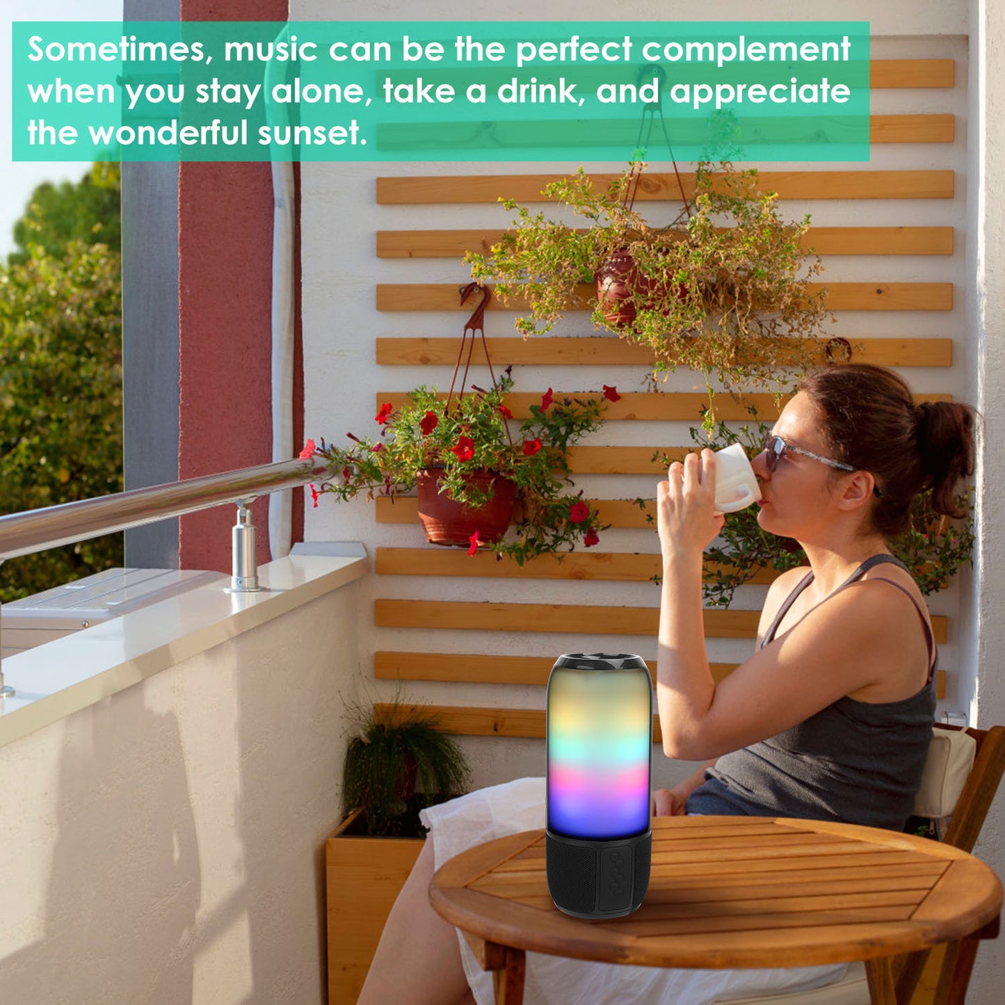Portable Bluetooth Speaker with LED Lights