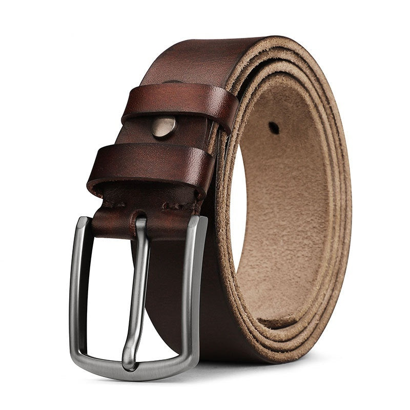Men’s Genuine First-Layer Leather Belt – Durable Alloy Buckle Design | Save 10% Today!