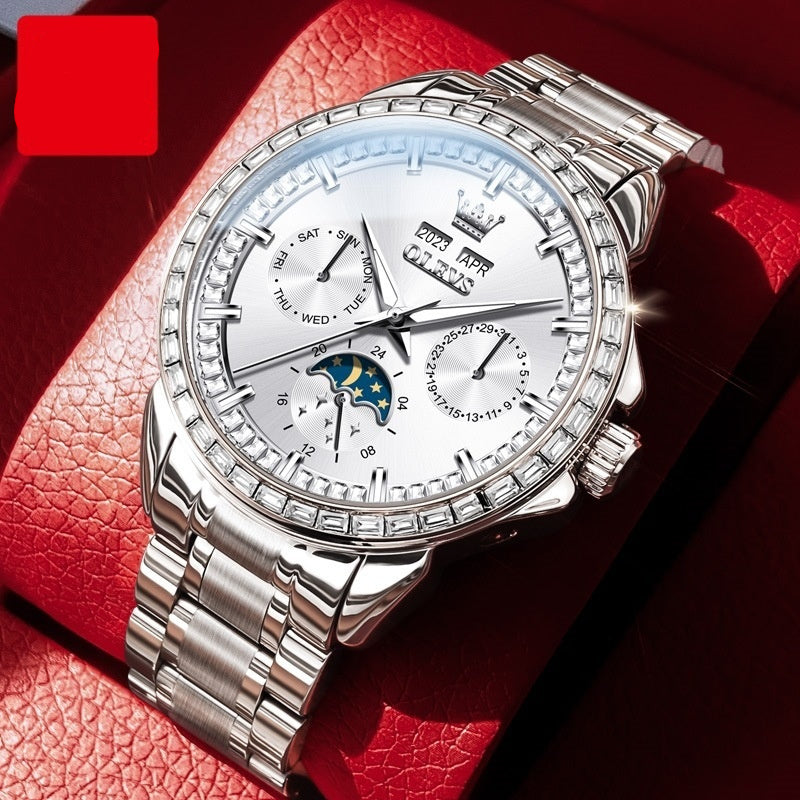 Men’s Luxury Automatic Watch – Multi-Function Design with Diamond Accents | Save 10% Today!”