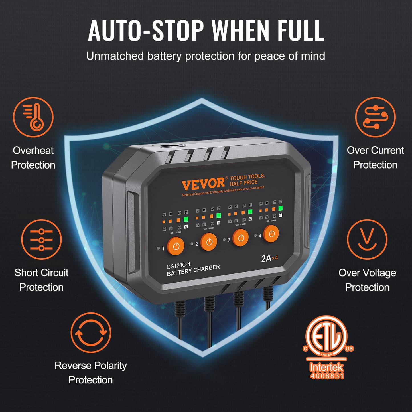 VEVOR 8A Smart Car Battery Charger – LiFePO4 & Lead-Acid - SAVE $273