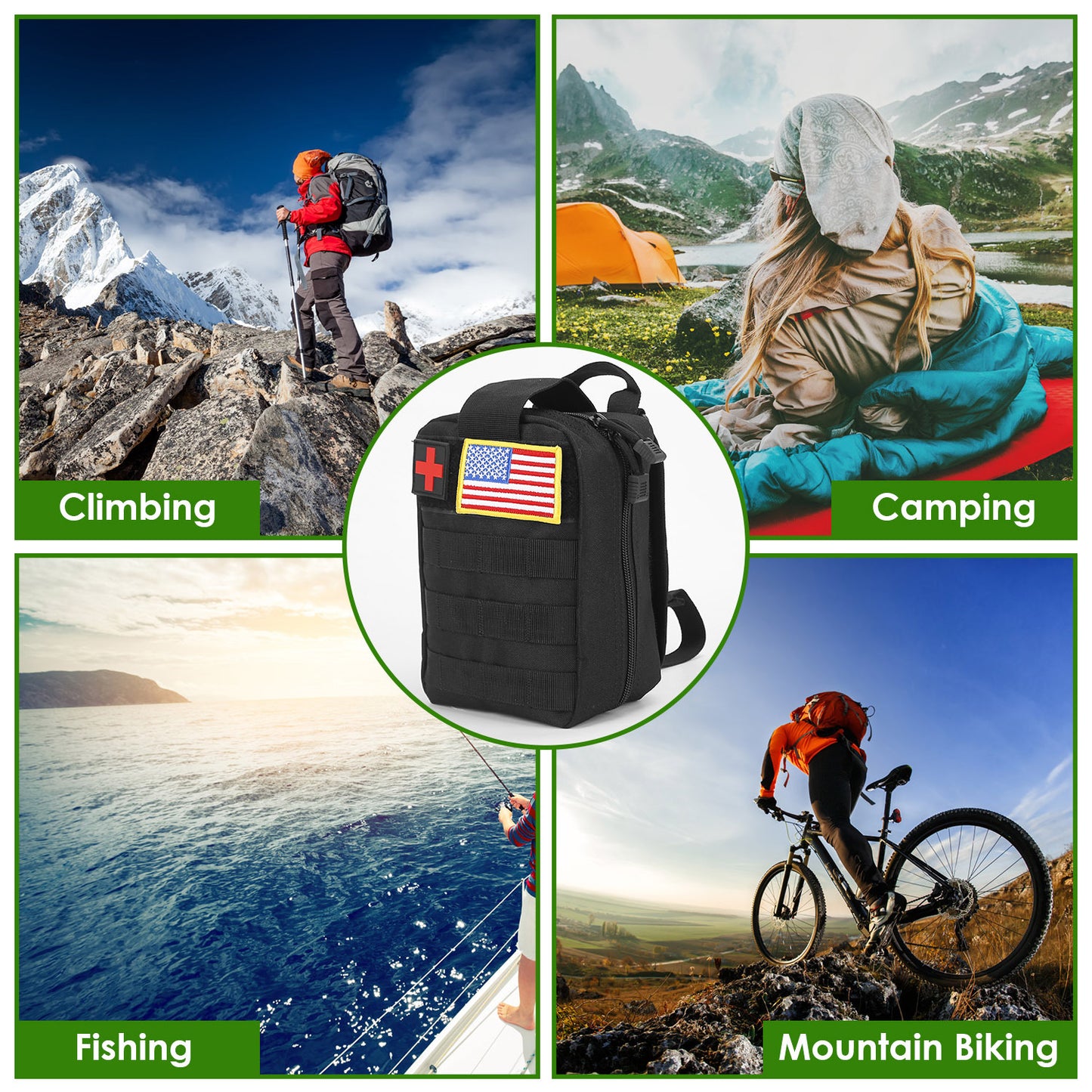 47-Piece Emergency & First Aid Survival Kit with Pouch for Camping, Hiking, and Outdoor Adventures - ONLY AVAILABLE FOR GIVEAWAYS ONLY