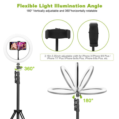 “LED Selfie Ring Light 10in – Adjustable Tripod, Phone Holder, USB Powered for Videos & Makeup”