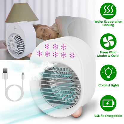"Win a 4-in-1 Portable Mini Air Conditioner Fan – USB Rechargeable, Mist Cooling, Humidifier & LED Lights! Exclusive Giveaway Only!"
