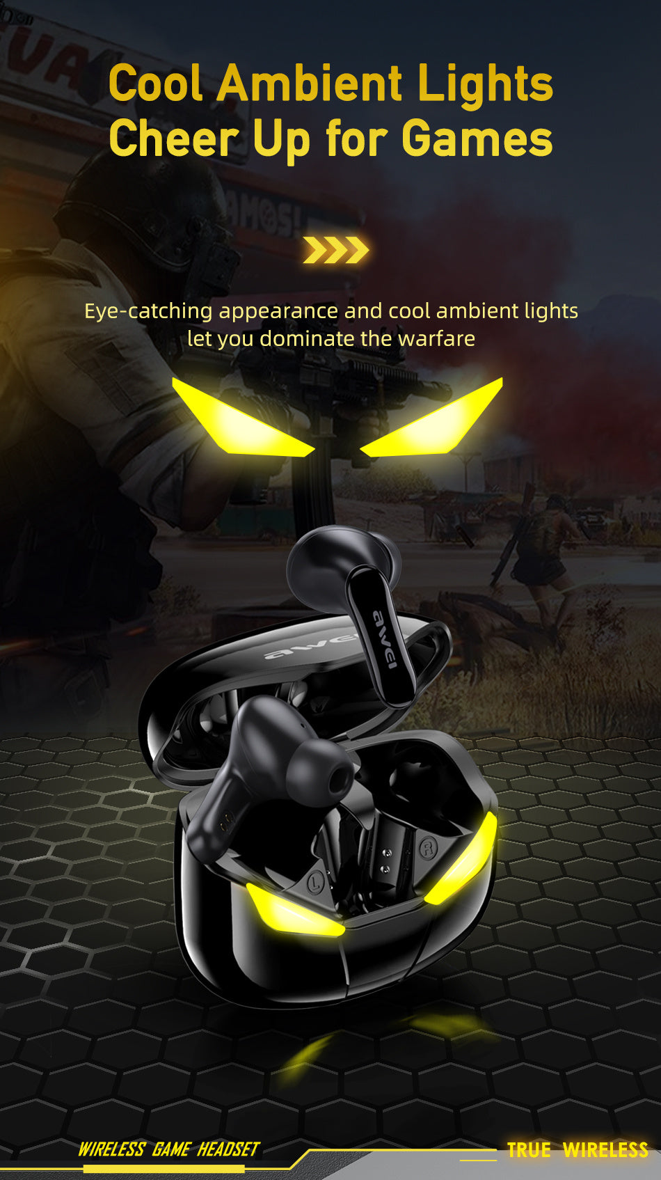 AWEI True Wireless Bluetooth Earbuds – Includes Charging Case