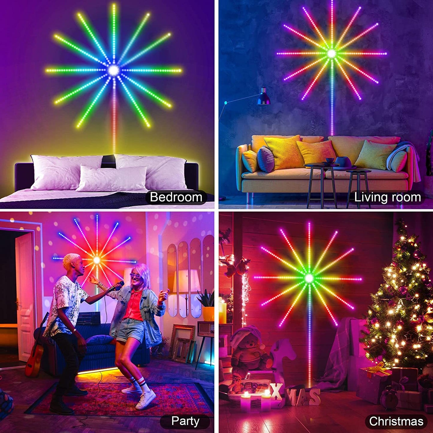 Firework LED Lights with Music Sync & Remote – Color Changing Room & Party Lighting