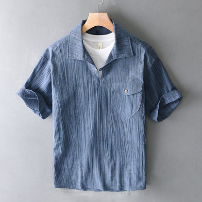Men’s Retro Cotton-Linen Short Sleeve Shirt | Save 20% Today!