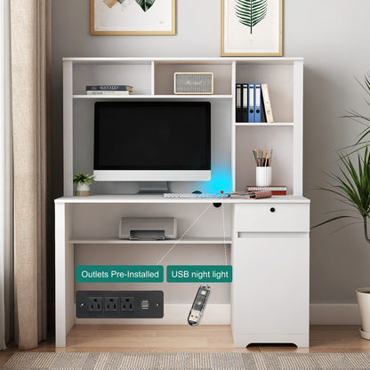 Home Office Desk with Hutch & Storage