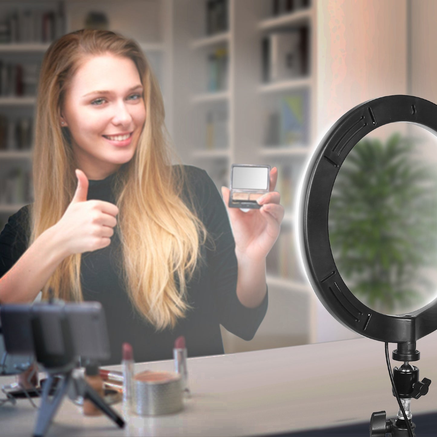 “LED Selfie Ring Light 10in – Adjustable Tripod, Phone Holder, USB Powered for Videos & Makeup”