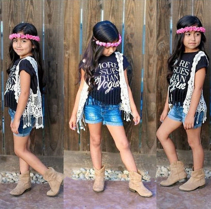 Girls Summer Black & White Letter Print Tee – Soft, stylish, and perfect for everyday wear. Save 30% today!