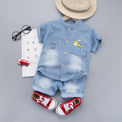 Boys’ Denim Two-Piece Set – Short-Sleeve Top & Shorts • Save 30% Today!