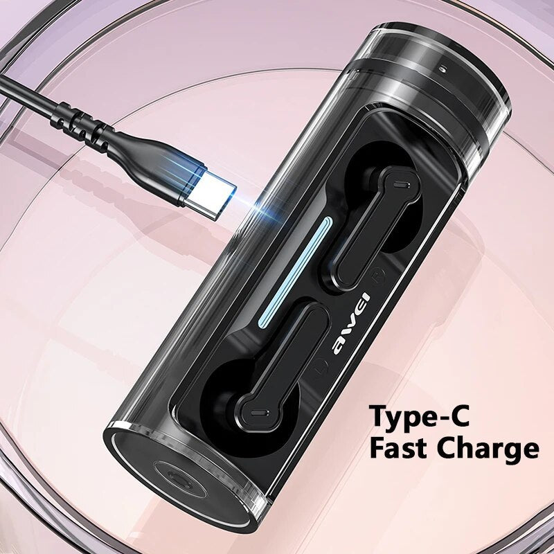 AWEI Bluetooth Headset with 4-Mic Environmental Noise Cancellation