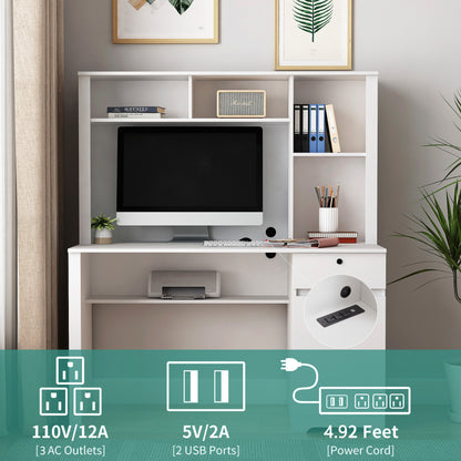 Home Office Desk with Hutch & Storage