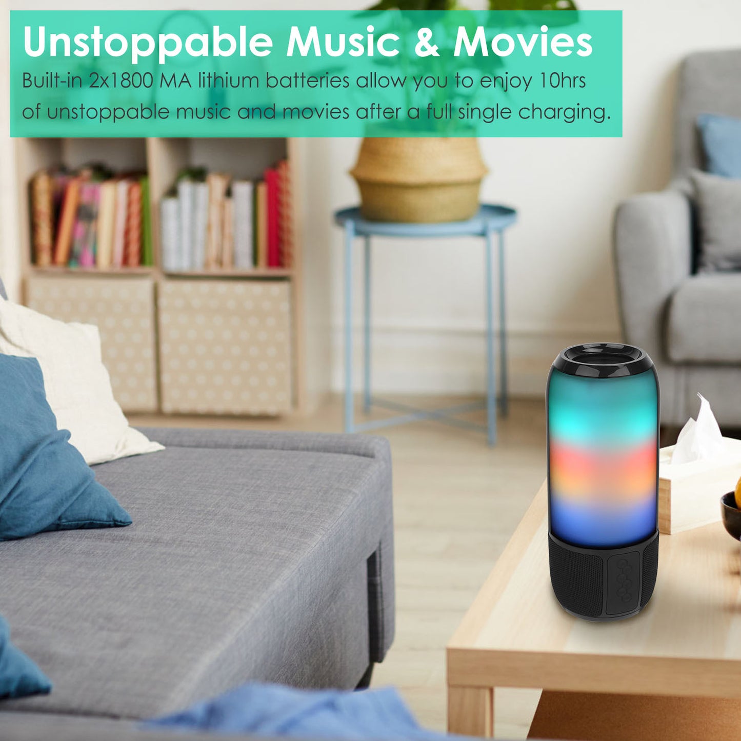 Portable Bluetooth Speaker with LED Lights