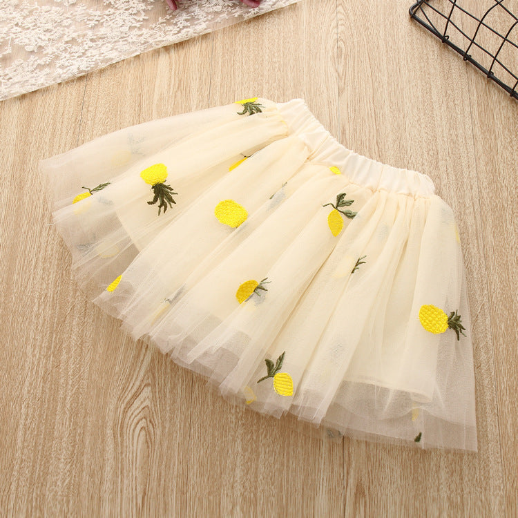 Girls Pineapple Embroidery Tee & Skirt Set – Cute summer outfit with matching top and skirt. Save 30% today!