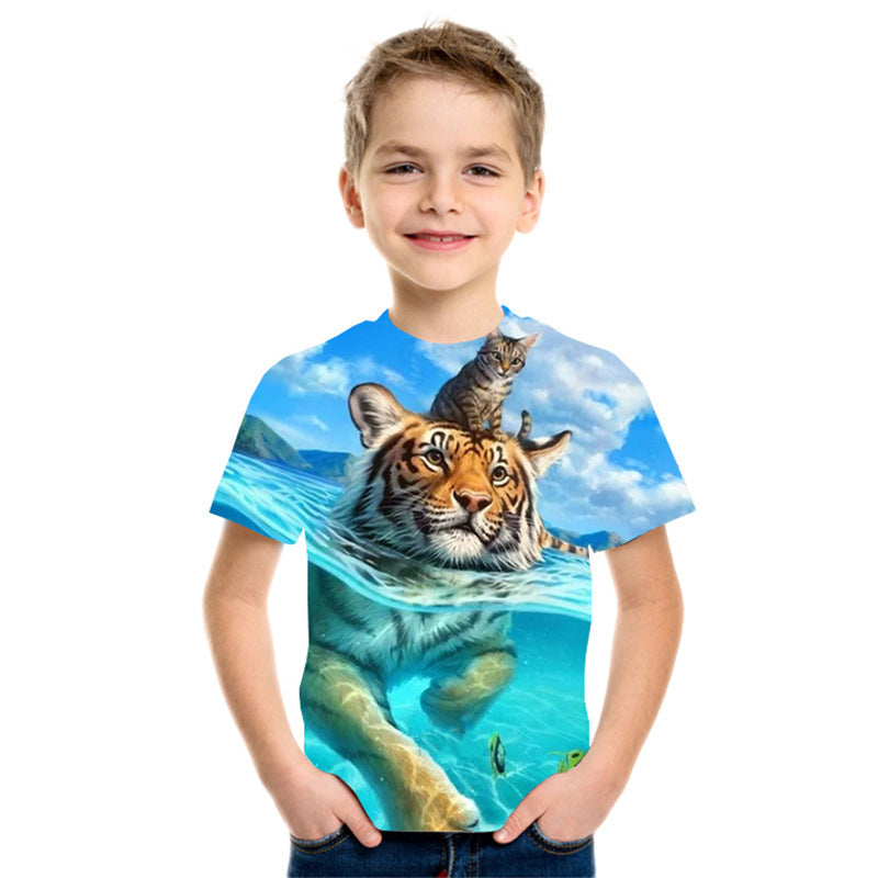 Boys’ 3D Digital Print Short Sleeve T-Shirt – Save 30% Today!