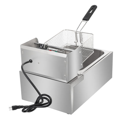 Electric Fryer Silver Stainless Steel Single Cylinder - SAVE 30%