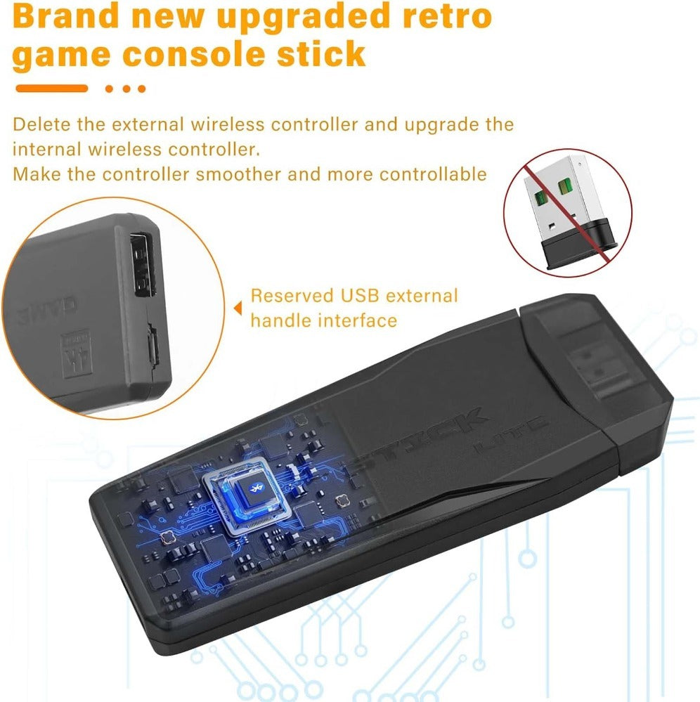 M8 Portable Mini Game Console – 20,000+ Games, 2 Wireless Controllers, 64GB Micro SD, Plug & Play, HDTV Ready