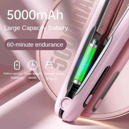 Portable USB Rechargeable Hair Straightener – 2-in-1 Curler with 4 Heat Levels (200°C) - Save 30%