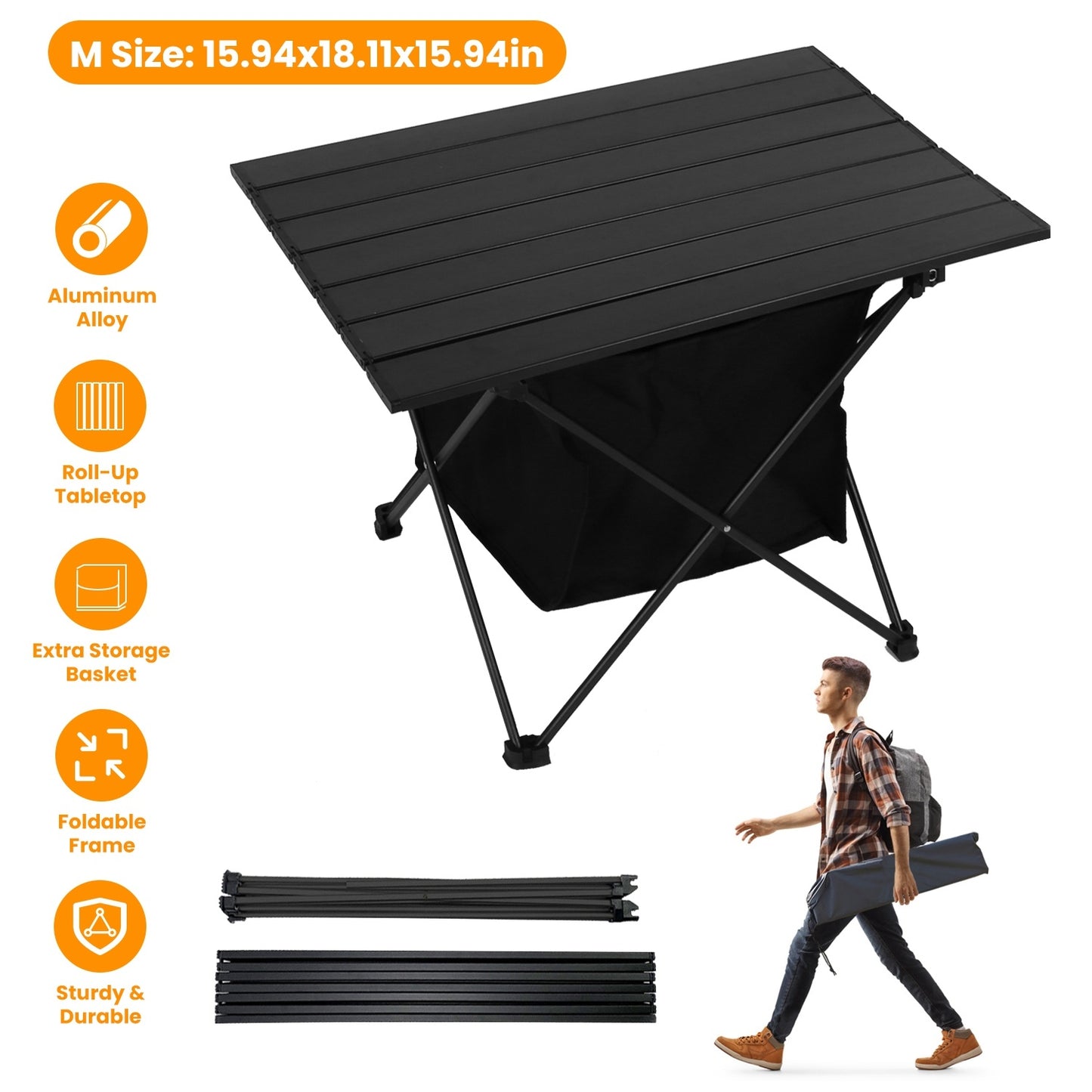 Win a Foldable Aluminum Camping Table with Storage Basket – Portable for Hiking, BBQ, Picnic & Fishing - ONLY AVAILBLE FOR GIVEAWAY ONLY