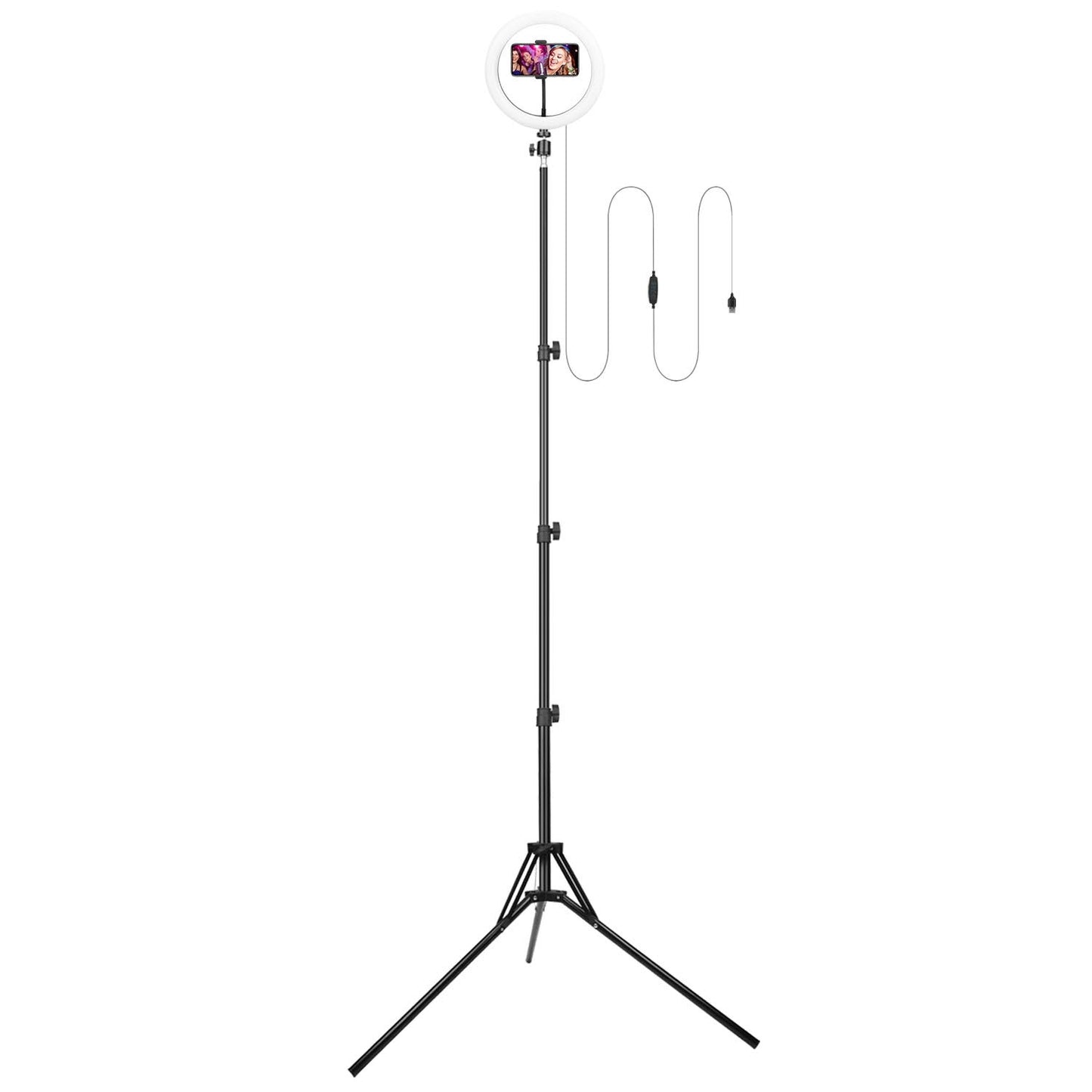 “LED Selfie Ring Light 10in – Adjustable Tripod, Phone Holder, USB Powered for Videos & Makeup”