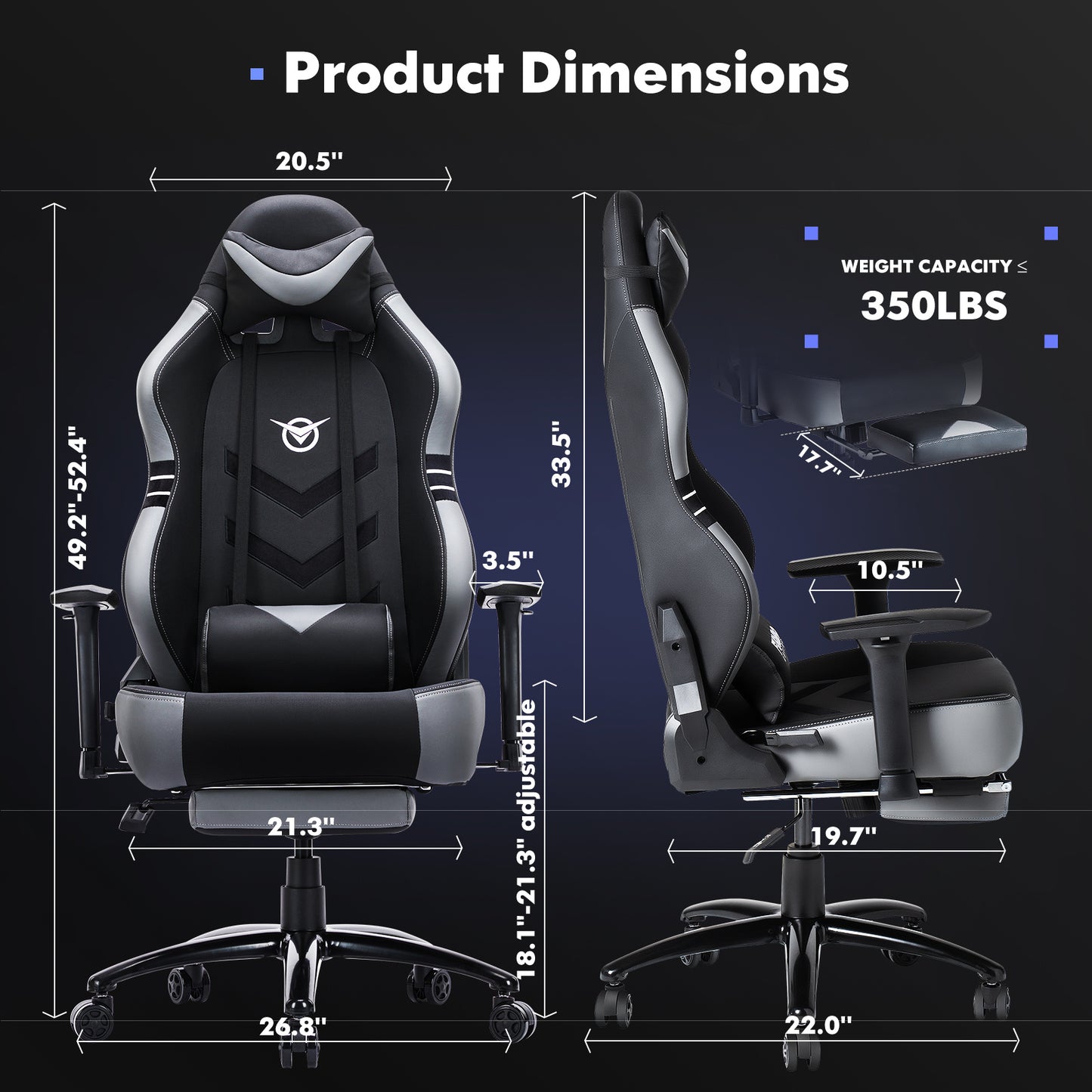 350lbs Racing Gaming Chair – Tall Ergonomic Computer Seat