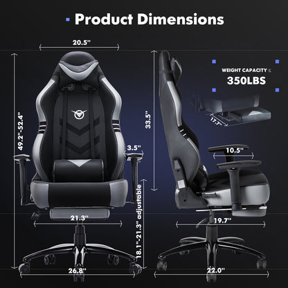 350lbs Racing Gaming Chair – Tall Ergonomic Computer Seat