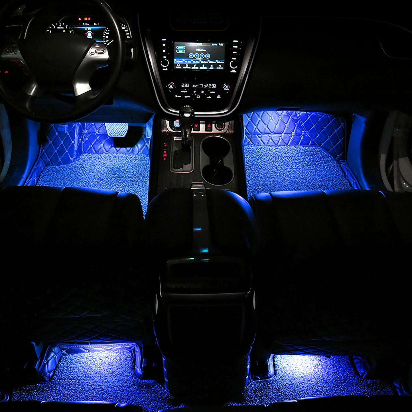 4PCS Car Interior LED Ambient Lights – Blue DC 12V