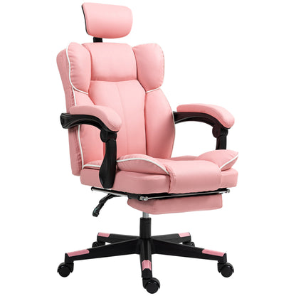 PU Leather Executive Office Chair with Headrest, Footrest & Recline