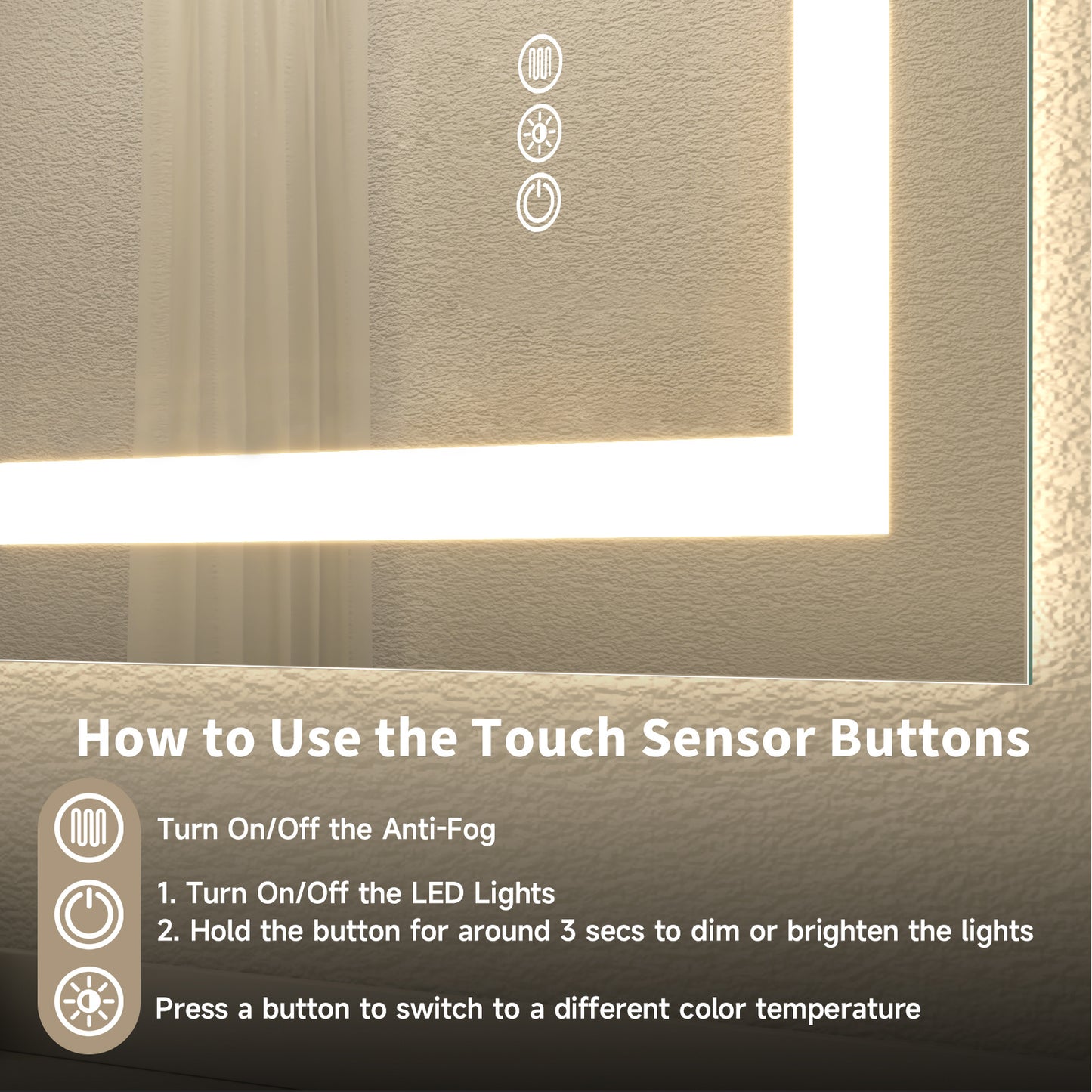 Anti-Fog Smart Mirror with Dual LED Strips - SAVE $575