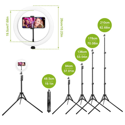 “LED Selfie Ring Light 10in – Adjustable Tripod, Phone Holder, USB Powered for Videos & Makeup”