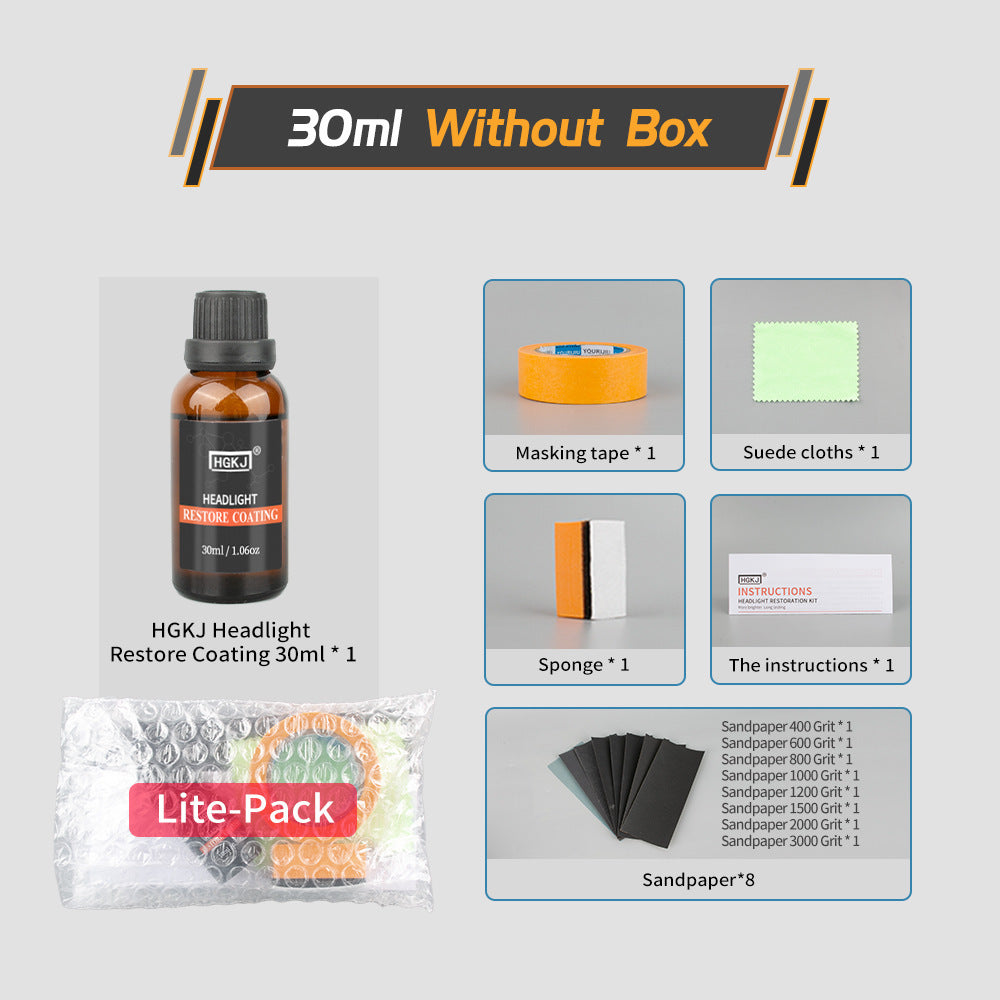 HGKJ Ultimate Car Headlight Repair Kit – Crystal Clear Finish