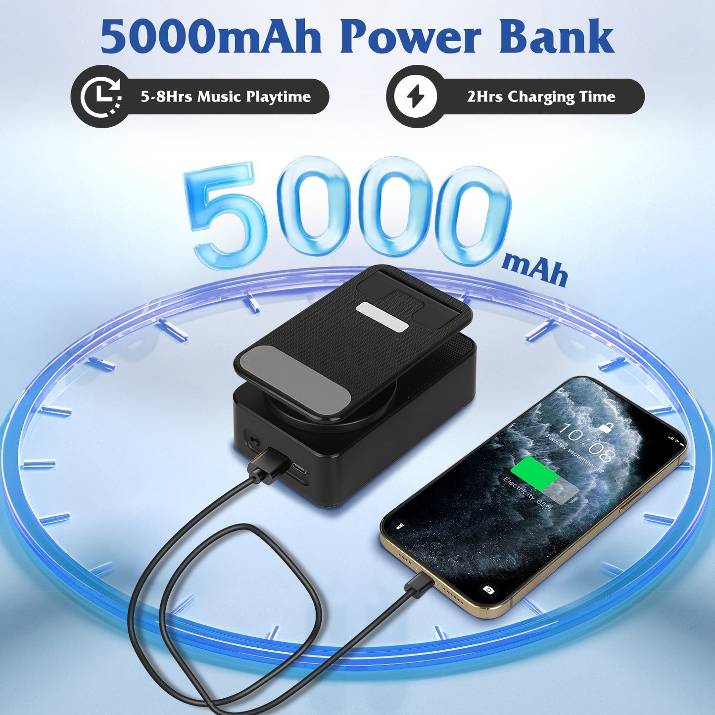 4-in-1 Foldable Wireless Speaker & Phone Stand with Power Bank and RGB Light