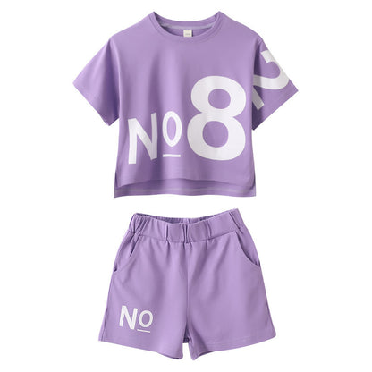 Girls Loose-Fit Short Sleeve Sports Set – Comfy two-piece outfit for active kids. Save 30% today!
