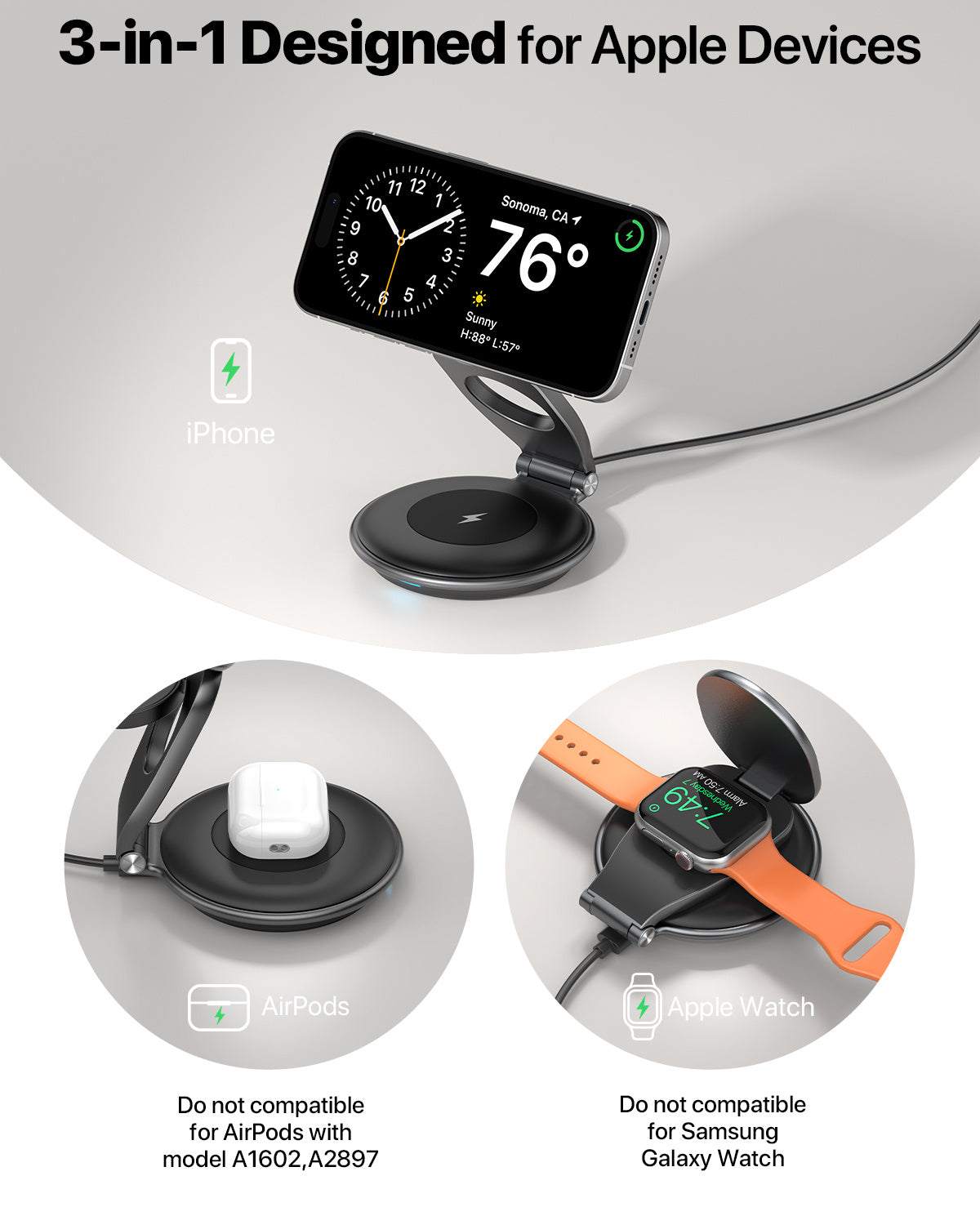 3-in-1 Foldable MagSafe Wireless Charger – 30W Charging Station for Multiple Devices - SAVE $85