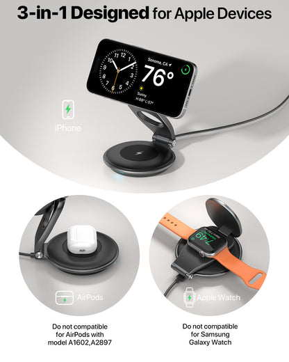 3-in-1 Foldable MagSafe Wireless Charger – 30W Charging Station for Multiple Devices - SAVE $85