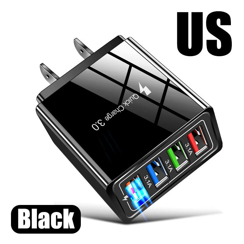 4-Port USB Wall Charger – Fast 5V/3A Output