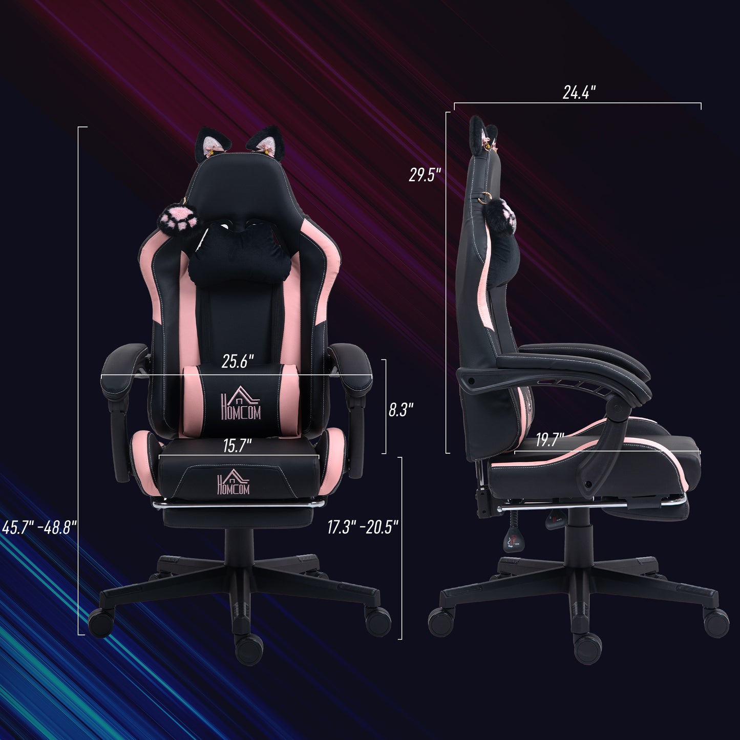 Pink Ergonomic Gaming Chair – Adjustable Racing Design