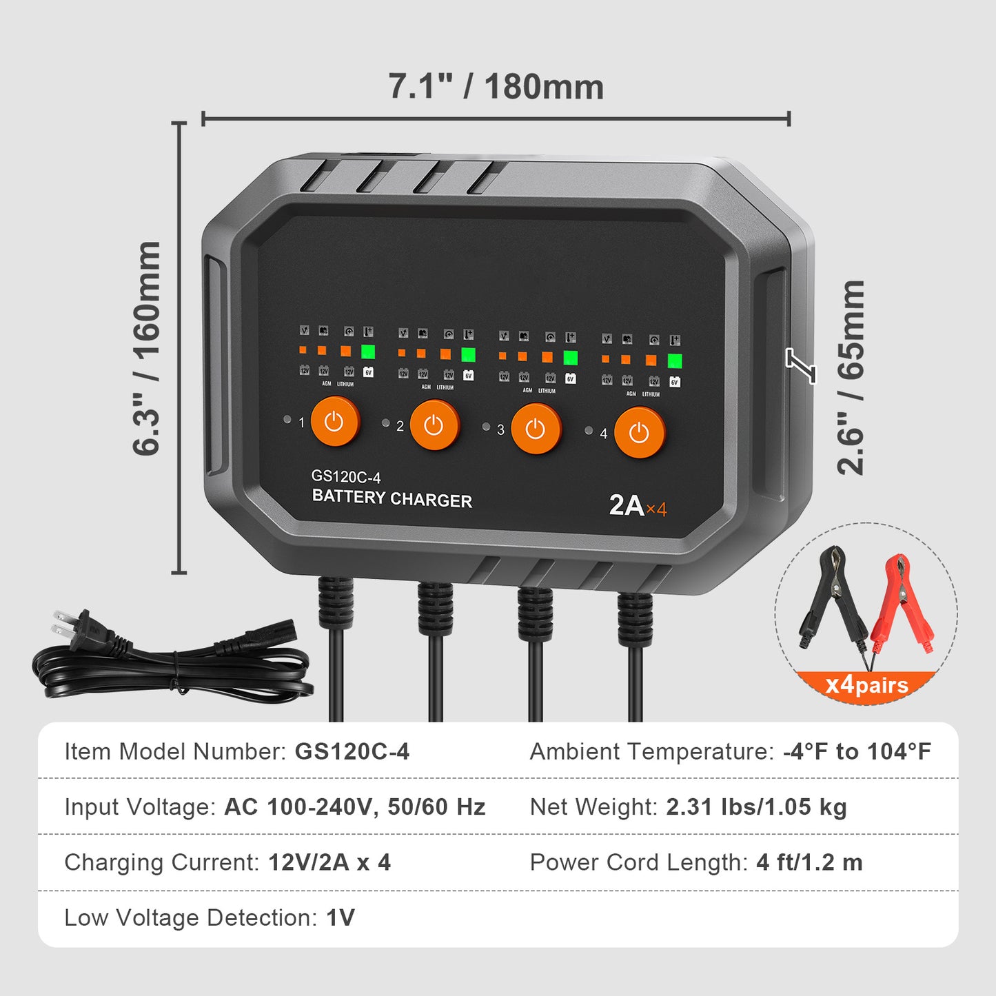 VEVOR 8A Smart Car Battery Charger – LiFePO4 & Lead-Acid - SAVE $273