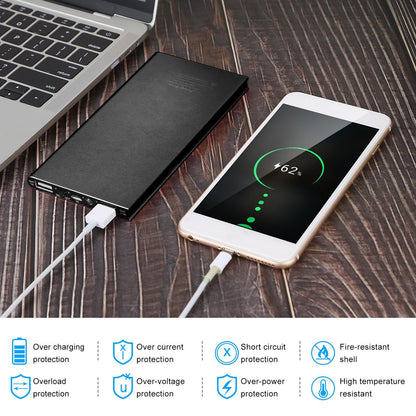 Ultra-Slim 20,000mAh Power Bank – Dual USB Portable Fast Charger for Phones & Devices