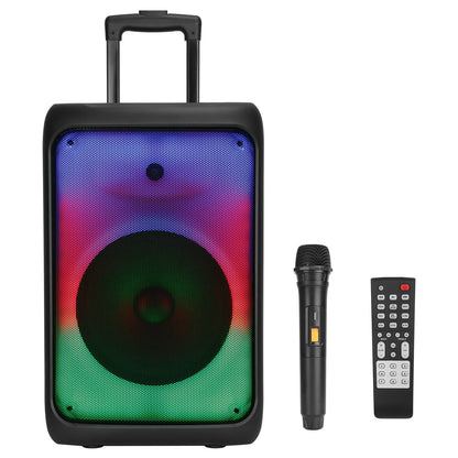 Portable Wireless Party Speaker with 5 Light Modes, TWS, FM, USB, AUX, Mic Priority, Trolley Handle & Remote - SAVE $74