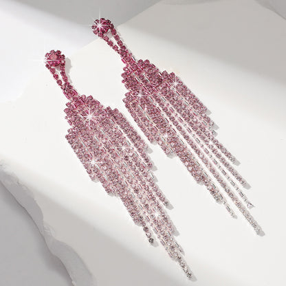 Elegant Rhinestone Tassel Earrings – Sparkling Statement Dangles for Women | Save 10% Today