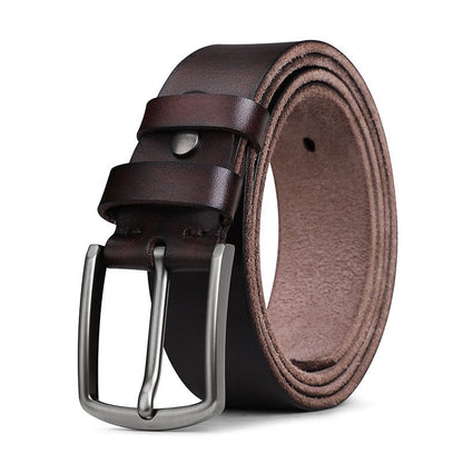 Men’s Genuine First-Layer Leather Belt – Durable Alloy Buckle Design | Save 10% Today!