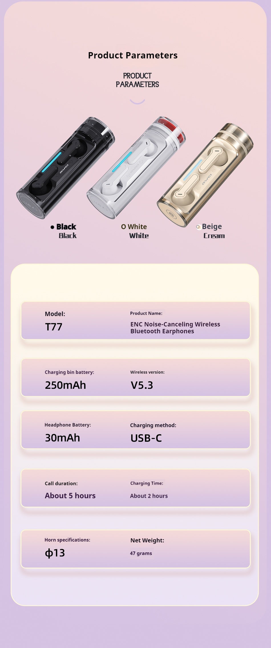 AWEI Bluetooth Headset with 4-Mic Environmental Noise Cancellation