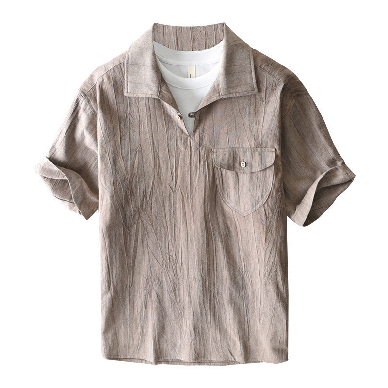 Men’s Retro Cotton-Linen Short Sleeve Shirt | Save 20% Today!