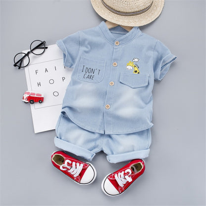 Boys’ Denim Two-Piece Set – Short-Sleeve Top & Shorts • Save 30% Today!