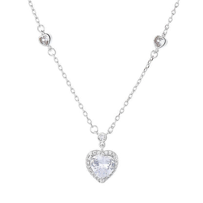 Light Luxury Zircon Heart Necklace – Elegant Clavicle Chain | Save 10% Today