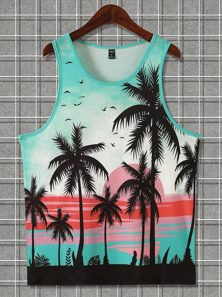 Men’s 3D Printed Hawaiian Sleeveless Tank Top | Save 20% Today!