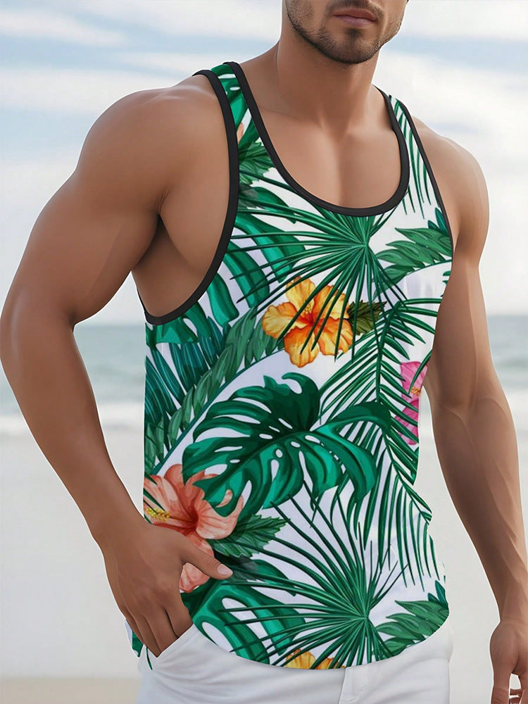 Men’s 3D Printed Hawaiian Sleeveless Tank Top | Save 20% Today!