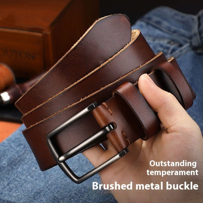 Men’s Genuine First-Layer Leather Belt – Durable Alloy Buckle Design | Save 10% Today!